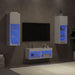 Comode TV de perete cu lumini LED, 4 piese, alb - WALTI WALTI