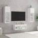 Comode TV de perete cu lumini LED, 4 piese, alb - WALTI WALTI