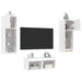 Comode TV de perete cu lumini LED, 4 piese, alb - WALTI WALTI