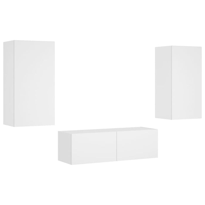 Comode TV de perete cu lumini LED, 3 piese, alb - WALTI WALTI