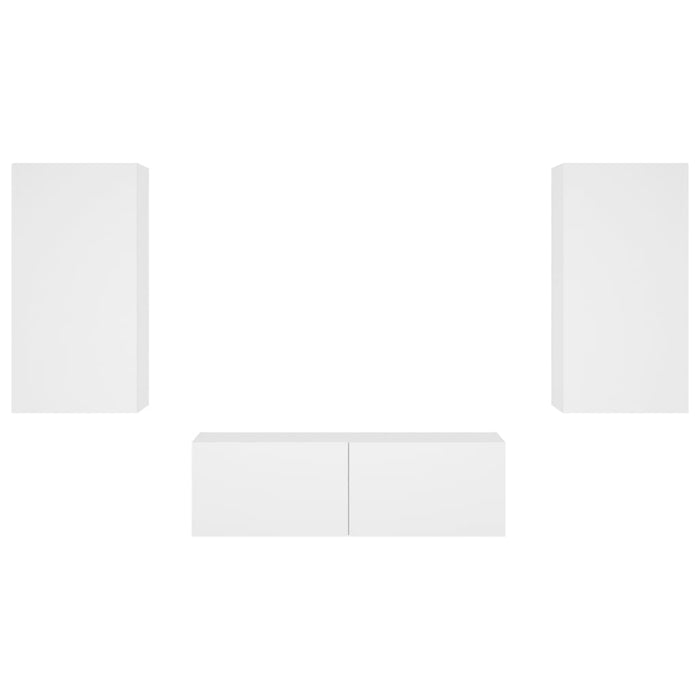 Comode TV de perete cu lumini LED, 3 piese, alb - WALTI WALTI