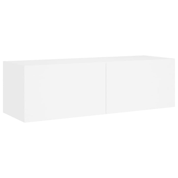 Comode TV de perete cu lumini LED, 3 piese, alb - WALTI WALTI
